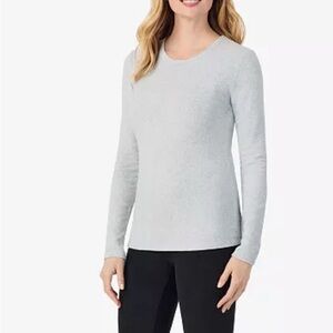 Cuddl Duds Women's Light Gray Long Sleeve Tee